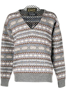 Raf Simons mesh-insert fair isle-knit jumper