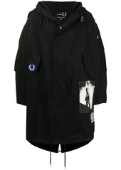 Raf Simons patch detail hooded coat