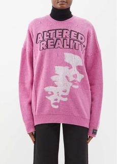 Raf Simons - Altered Reality Printed Wool Sweater - Womens - Pink White
