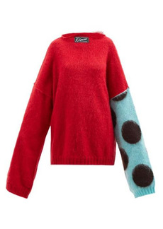 Raf Simons - Logo-label Oversized Mohair-blend Sweater - Womens - Red Multi