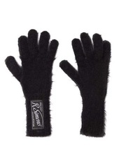 Raf Simons - Logo-patch Mohair-blend Gloves - Womens - Black
