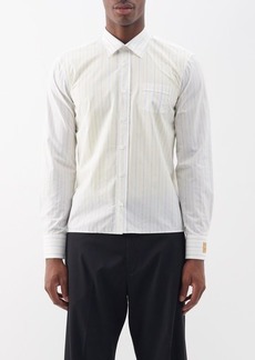 Raf Simons - Logo-patch Striped Cotton-blend Poplin Shirt - Mens - White Yellow