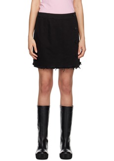 Raf Simons Black Frayed Denim Miniskirt