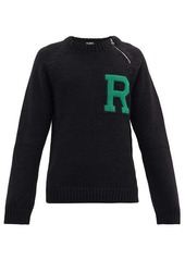Raf Simons Logo-appliqué zipped ribbed sweater