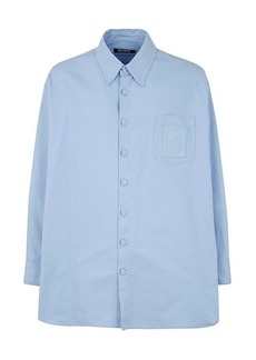 RAF SIMONS OVERSIZED DENIM SHIRT WITH LEATHER PATCH CLOTHING