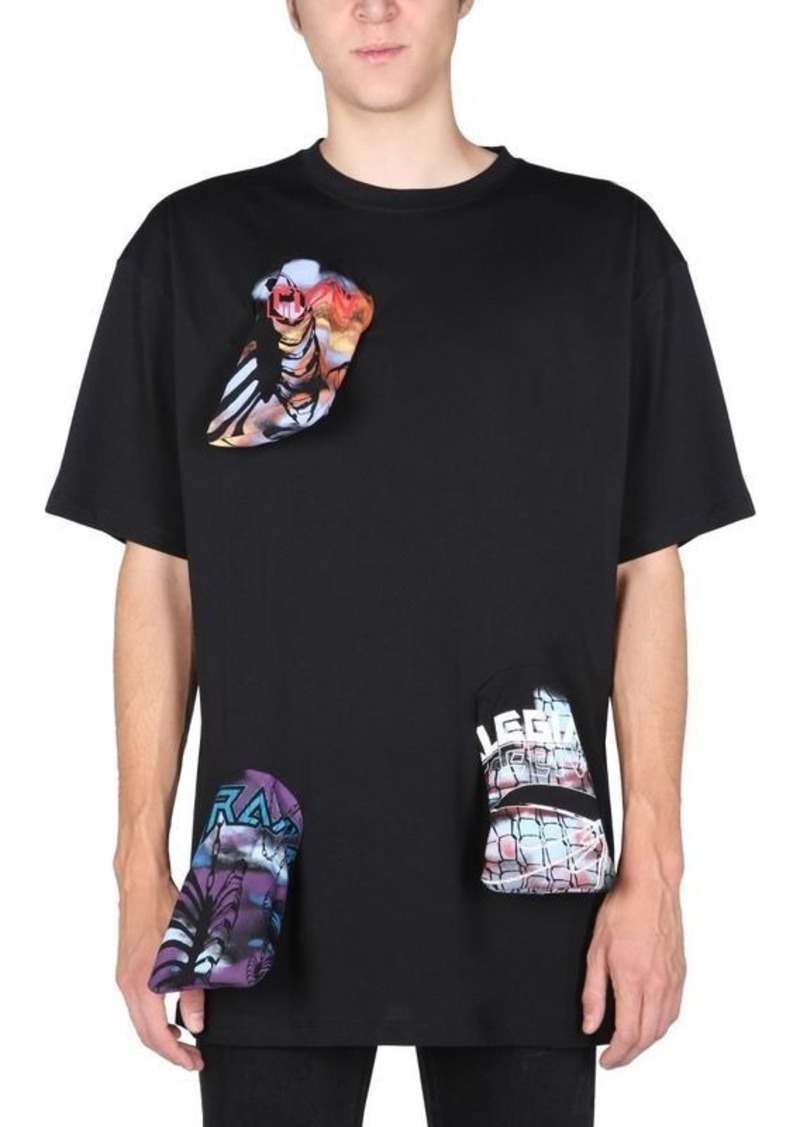 RAF SIMONS T-SHIRT WITH PRINTED DETAILS