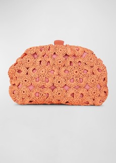 Rafe Aya Crochet Flower Raffia Cutch Bag