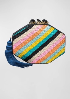 Rafe Sofia Octagon Multicolor Braided Clutch Bag