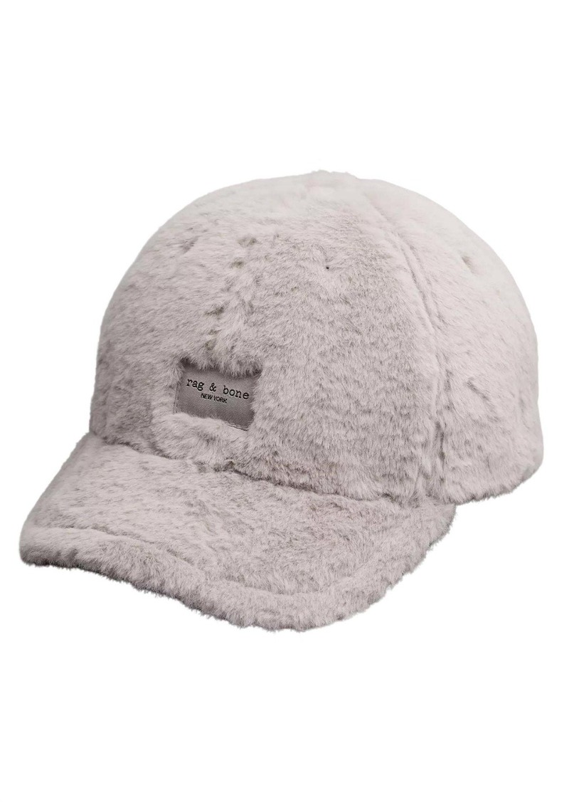 rag & bone Addison Faux Fur Baseball Cap In Grey