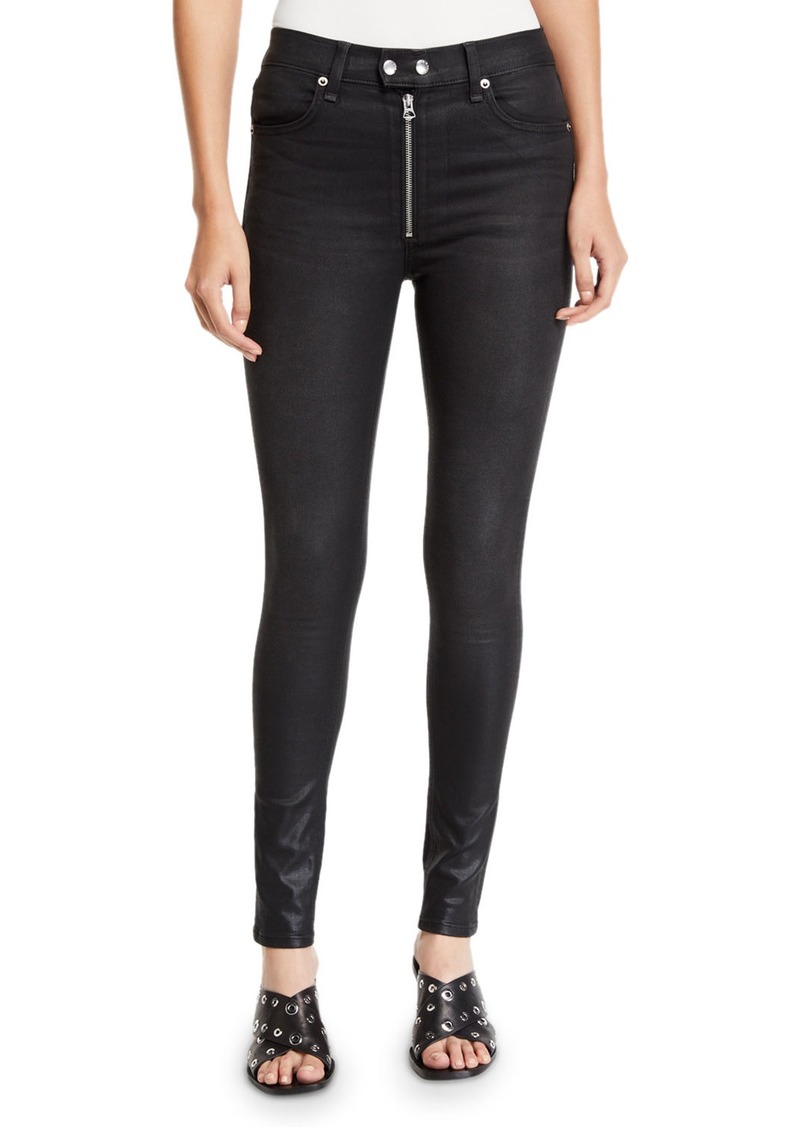Baxter Coated Ankle Skinny Jeans with Exposed Zip
