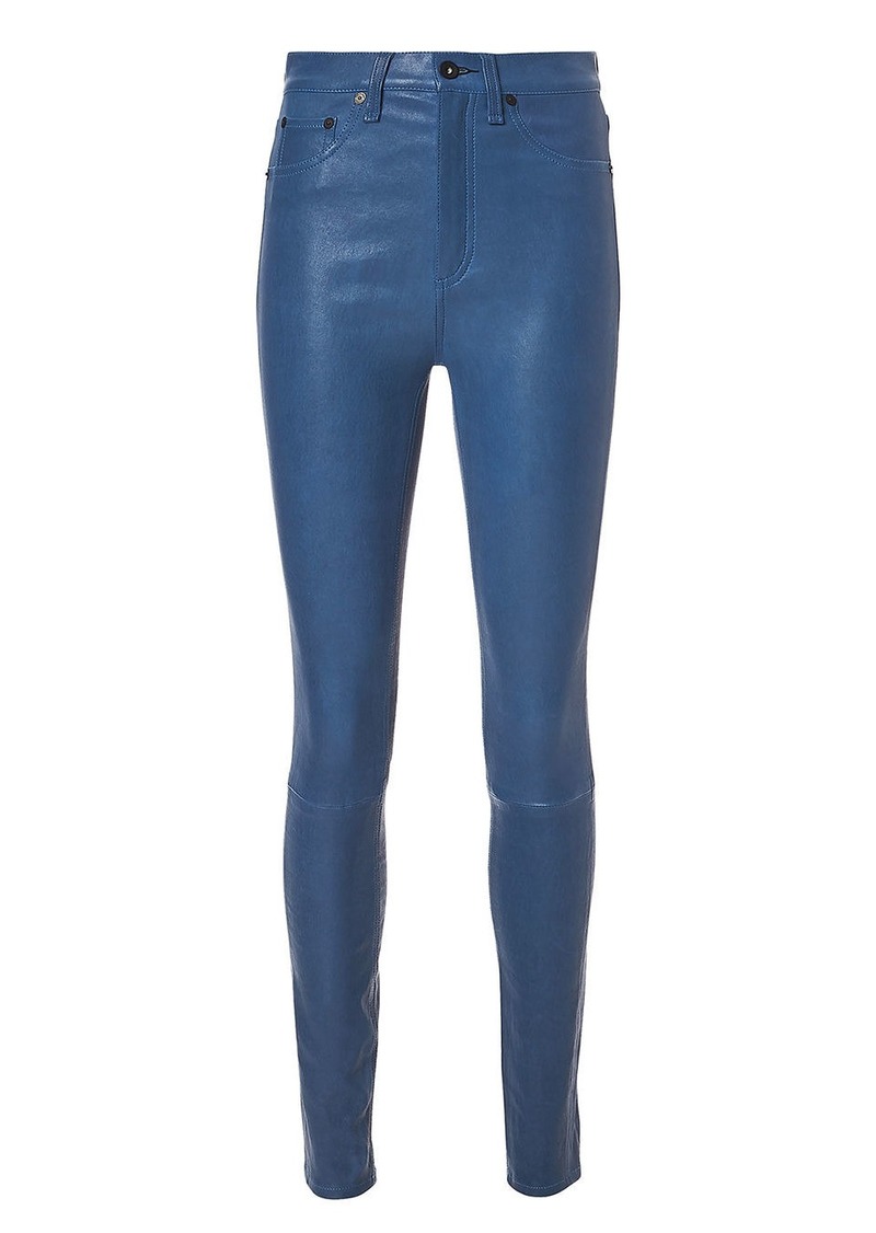 leather pants blue