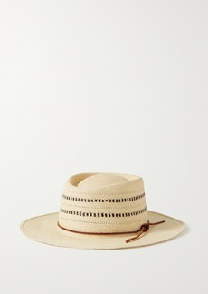 rag & bone Cora Leather-trimmed Straw Panama Hat