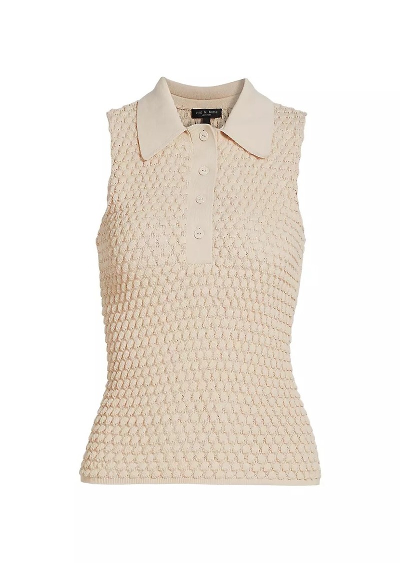 rag & bone Georgia Sleeveless Knit Polo Top