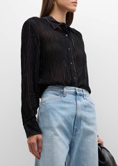 rag & bone Lila Button-Front Burnout Shirt
