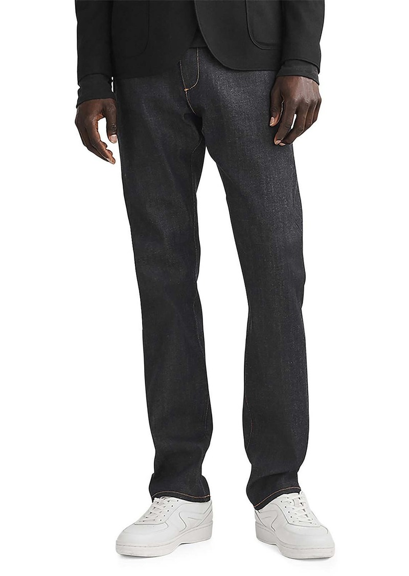 rag & bone Mens Mid-Rise Dark Wash Straight Leg Jeans