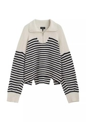 rag & bone Pierce Stripe Cashmere Quarter-Zip Sweater