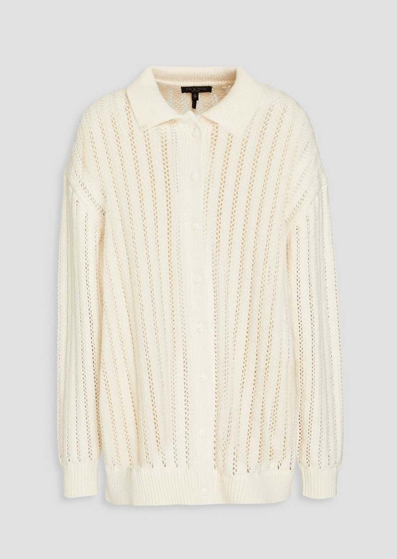 rag & bone - Adrienne open-knit cotton-blend cardigan - White - XL