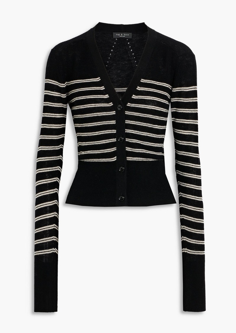 rag & bone - Bree striped wool cardigan - Black - XL