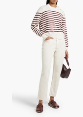 rag & bone - Brianne button-detailed striped cotton and cashmere-blend sweater - White - XXS