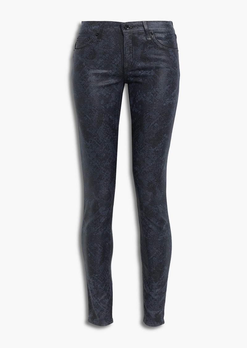 rag & bone - Cate coated snake-print high-rise skinny jeans - Black - 24