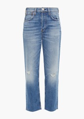 rag & bone - Cropped distressed high-rise straight-leg jeans - Blue - 23