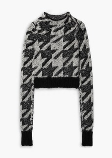 rag & bone - Edith cropped houndstooth intarsia-knit sweater - Gray - L