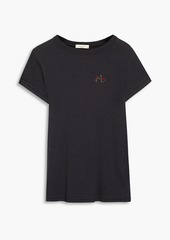 rag & bone - Embroidered Pima cotton-jersey T-shirt - Black - XXS