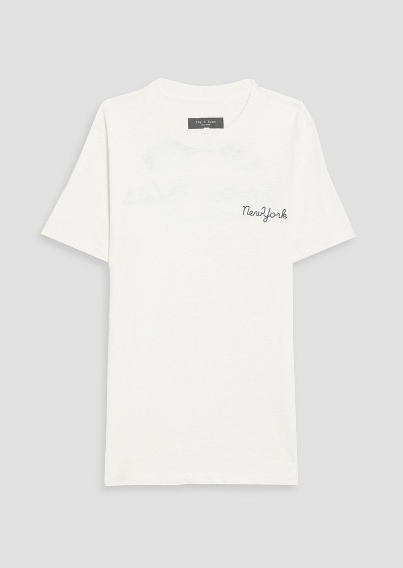 rag & bone - Embroidered printed cotton-jersey T-shirt - White - S