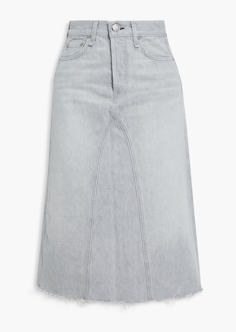 rag & bone - Faded denim midi skirt - Gray - 24