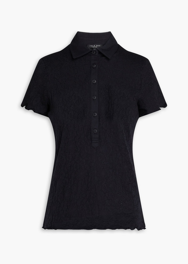 rag & bone - Gemma jacquard-knit polo shirt - Black - XXS