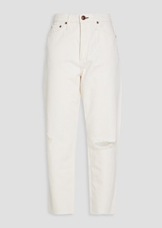 rag & bone - Cropped distressed high-rise tapered jeans - White - 23