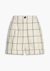 rag & bone - Ivy pleated checked cotton-blend canvas shorts - White - US 10