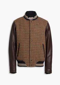rag & bone - Leather-paneled houndstooth wool-tweed jacket - Brown - M