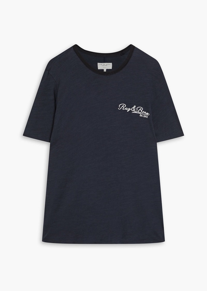 rag & bone - Embroidered slub cotton-jersey T-shirt - Blue - XS