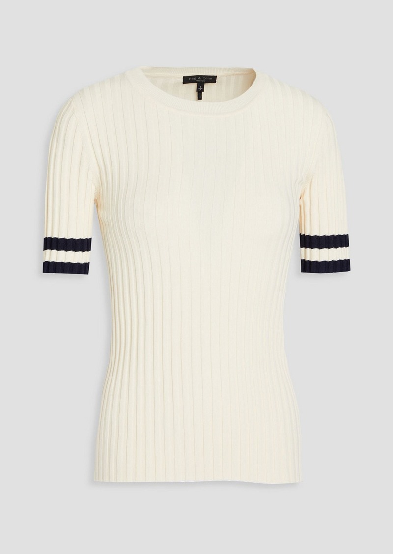 rag & bone - Madison striped ribbed-knit top - White - XS