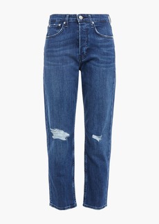 rag & bone - Maya cropped distressed high-rise slim-leg jeans - Blue - 24