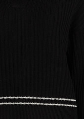 rag & bone - Monti striped ribbed merino wool polo sweater - Black - XXS