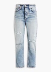 rag & bone - Nina distressed high-rise straight-leg jeans - Blue - 27