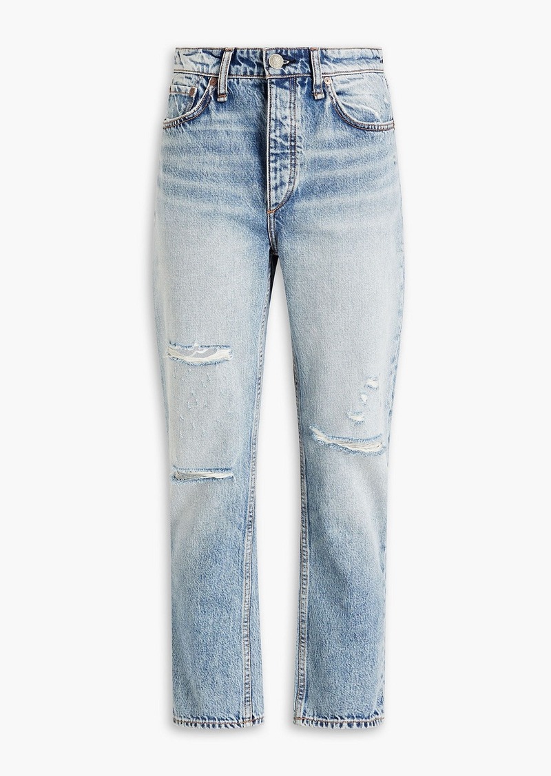 rag & bone - Nina distressed high-rise straight-leg jeans - Blue - 29