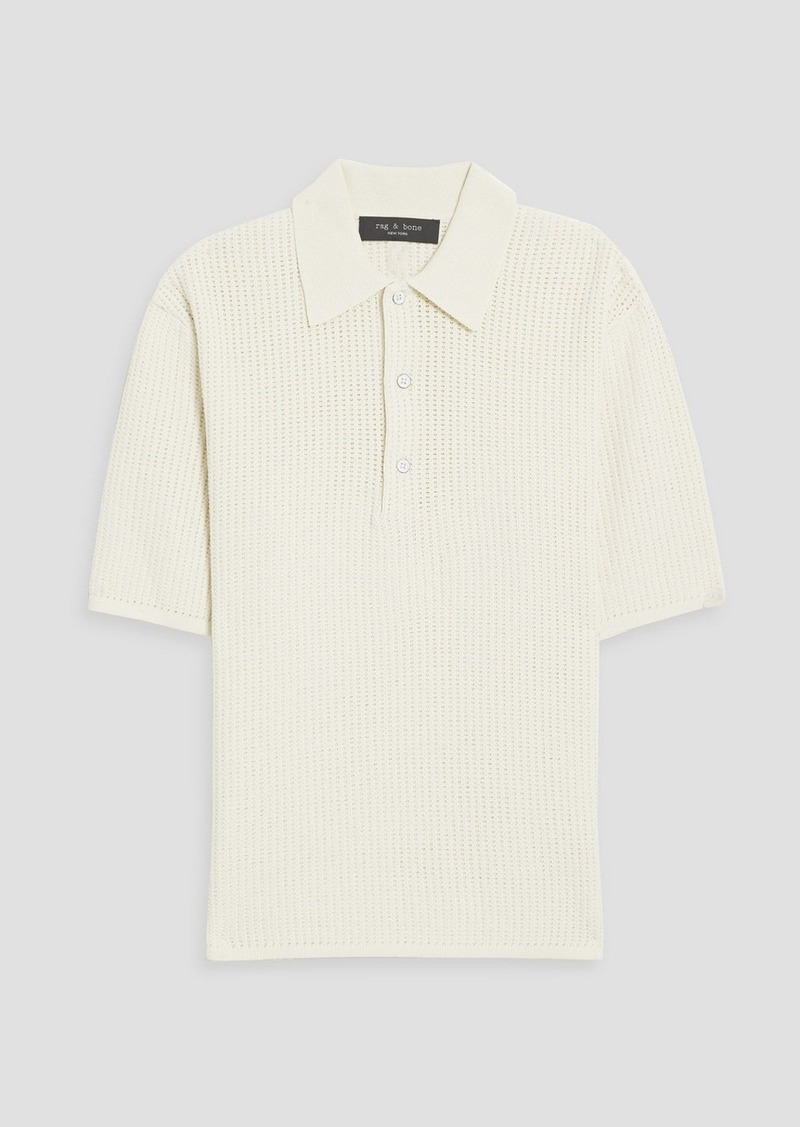 rag & bone - Nolan pointelle-knit cotton-blend polo shirt - White - XS