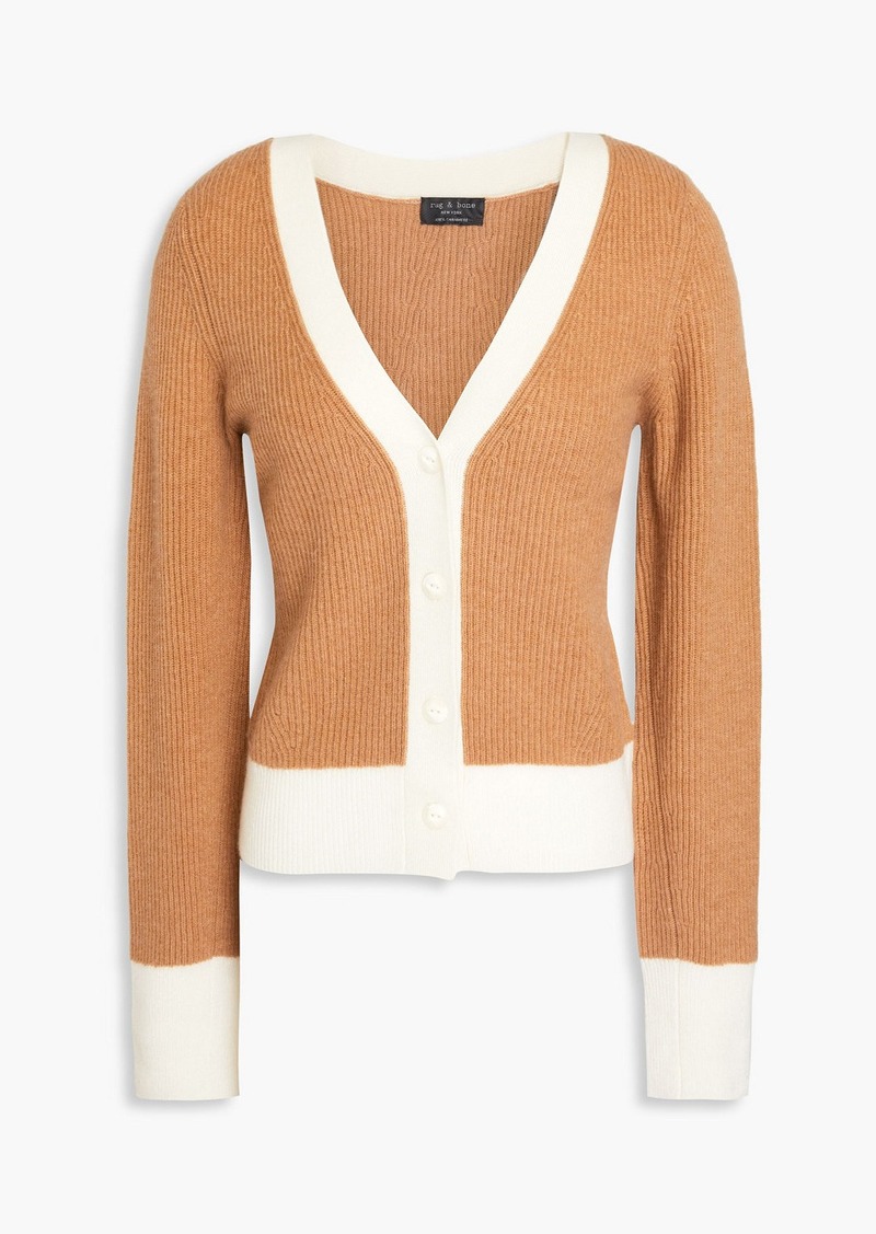 rag & bone - Pierce ribbed cashmere cardigan - Brown - XXS