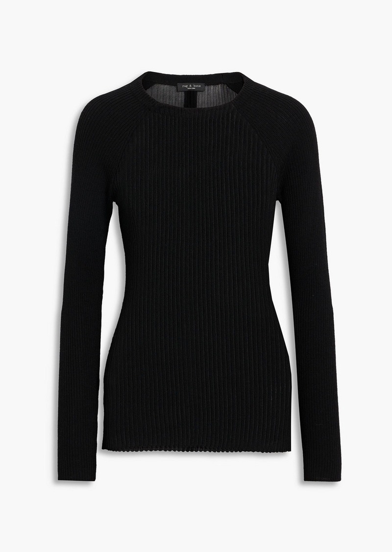 rag & bone - Ribbed merino wool-blend sweater - Black - M