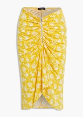 rag & bone - Sabeen asymmetric ruched printed stretch-jersey skirt - Yellow - XXS