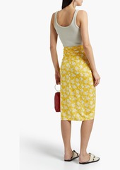 rag & bone - Sabeen asymmetric ruched printed stretch-jersey skirt - Yellow - XXS
