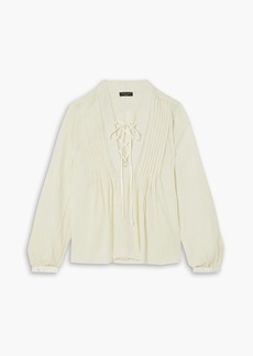 rag & bone - Sachi pintucked lace-up gauze blouse - White - XS