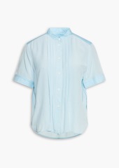 rag & bone - Sarah pintucked cotton poplin-paneled silk crepe de chine shirt - Blue - XS