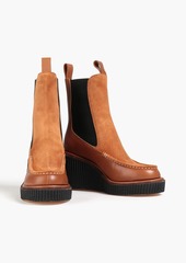 rag & bone - Sloane suede-paneled leather wedge ankle boots - Brown - EU 37.5