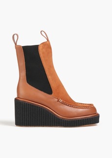 rag & bone - Sloane suede-paneled leather wedge ankle boots - Brown - EU 37