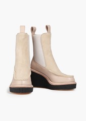 rag & bone - Sloane suede-paneled leather wedge ankle boots - Neutral - EU 37.5