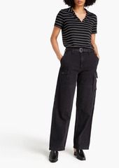 rag & bone - Striped jersey polo shirt - Black - XS